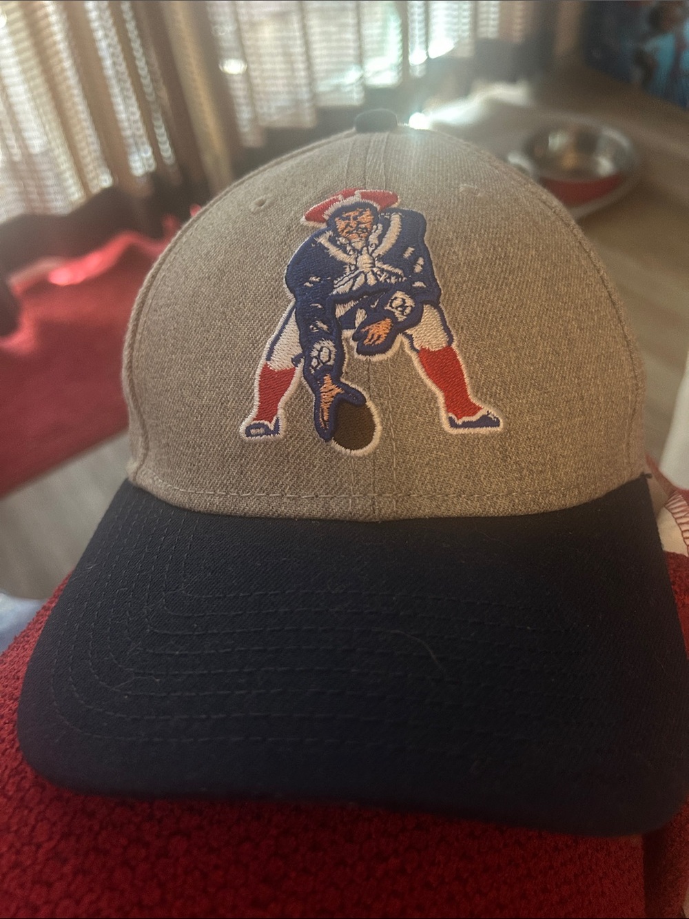 Two-Tone Football Logo Baseball Cap - Gray & Navy
